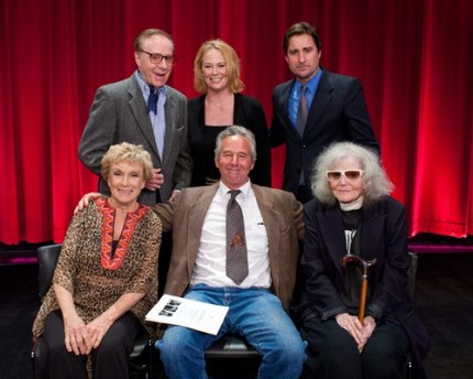 At the Academy  (clockwise top l. to r.: Bogdanovich, Shepherd, moderator Luke Wilson, Eileen Brennan, Timothy Bottoms, Cloris Leachman)