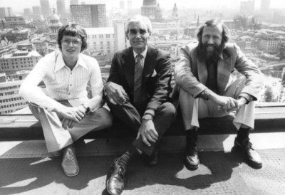 Alan Rouse (l), Michael Ward (c), Chris Bonington (r). London, 1980.