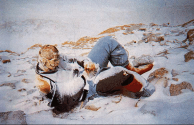 One of nearly two hundred dead bodies on Everest.