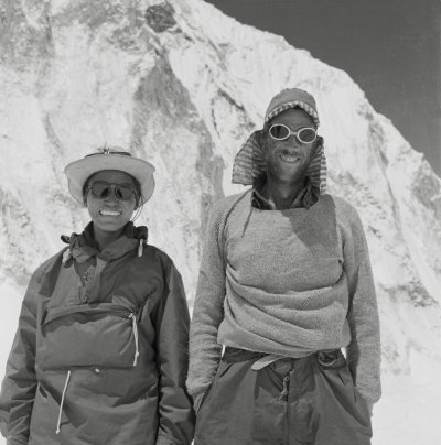 Tenzing Norgay and Ed Hillary after summiting Everest.