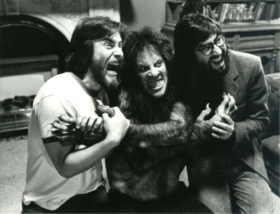 Rick Baker (l), David Naughton (c), John Landis (r)