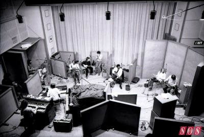 B.B King recording at Olympic in 1971, with Ringo Starr (far left) plus bassist Klaus Voormann, Fleetwood Mac's Peter Green on guitar and Steve Marriott on harmonica (all centre left).