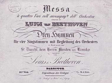 Autograph score for Mass in C